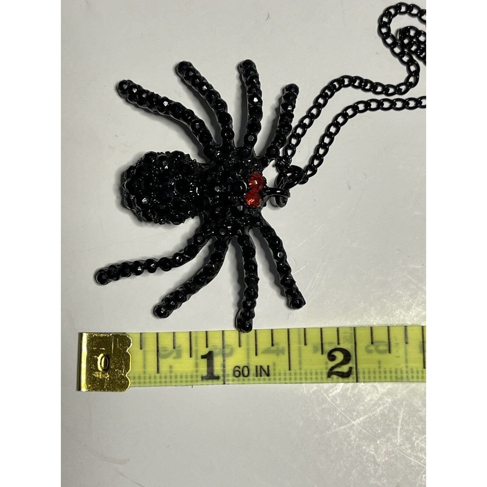 Black Sparkly Rhinestone Spider Necklace Dressy Spooky Halloween Costume Party - Picture 9 of 9